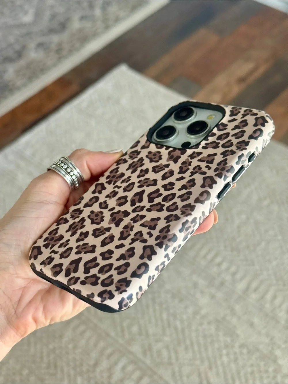 Classy Leopard Print Tough Phone Case For iPhone 15 Pro